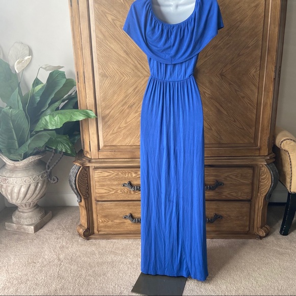 GS Love Blue Off Shoulder High Split Maxi Dress - Picture 4 of 7